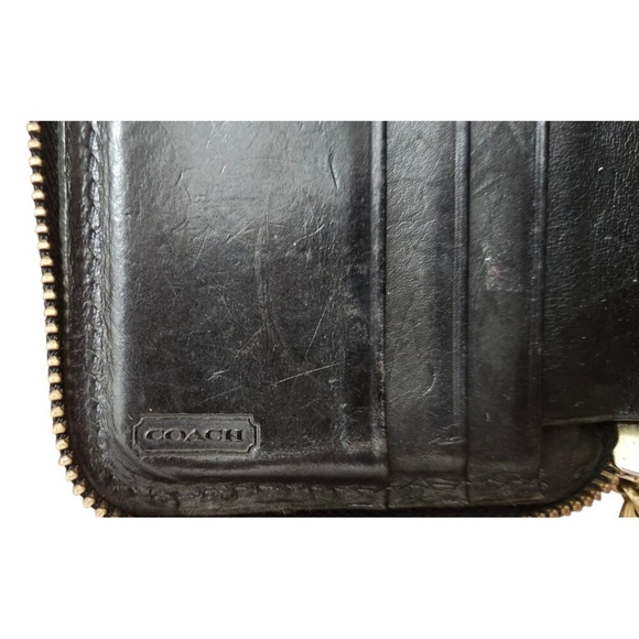 COACH VINTAGE SONOMA BLACK PEBBLE LEATHER ZIP AROUND COIN/CARD CASE WALLET - Picture 7 of 10